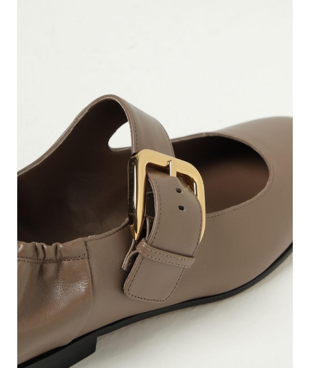 BOTTEGA VENETA Коричневые кожаные балетки, фото 4