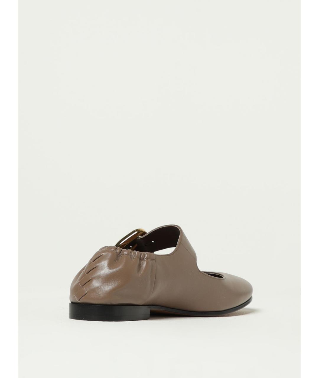 BOTTEGA VENETA Коричневые кожаные балетки, фото 3