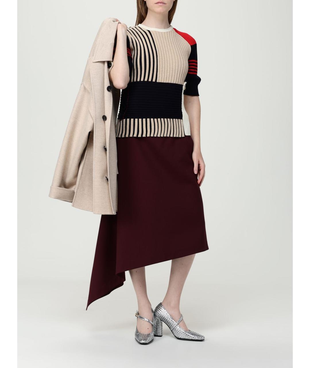 BOTTEGA VENETA Фиолетовая шерстяная юбка миди, фото 3