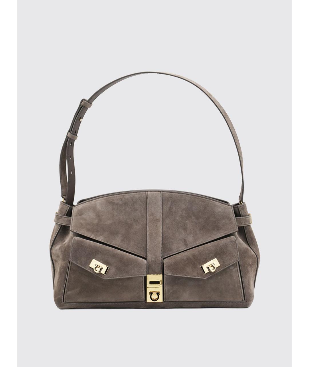 FERRAGAMO Коричневая замшевая сумка через плечо, фото 3