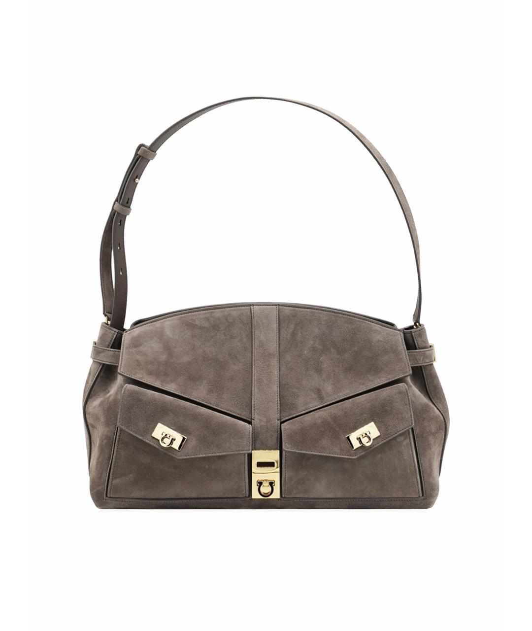 FERRAGAMO Коричневая замшевая сумка через плечо, фото 1