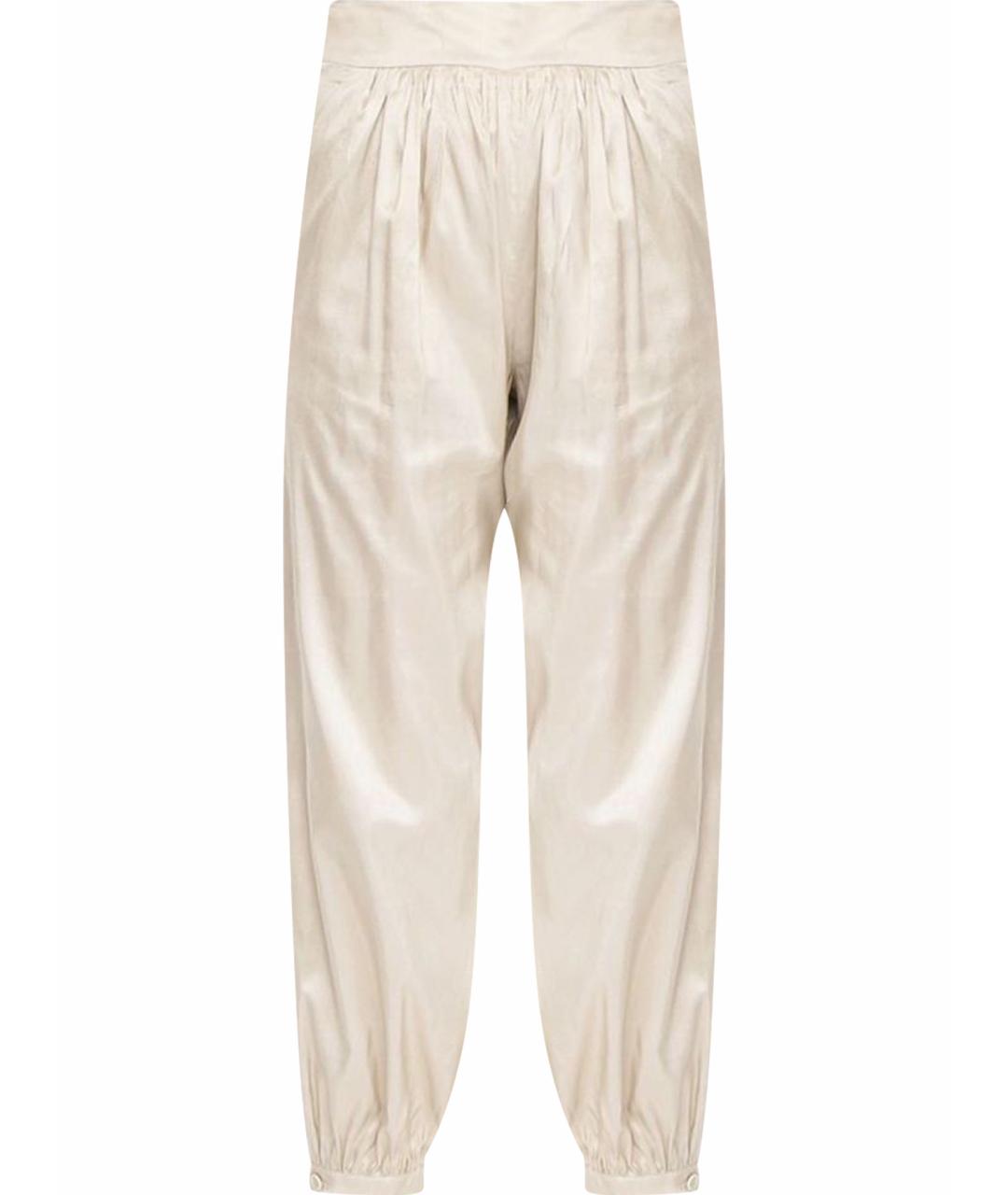 MAX MARA Бежевые шелковые брюки узкие, фото 1