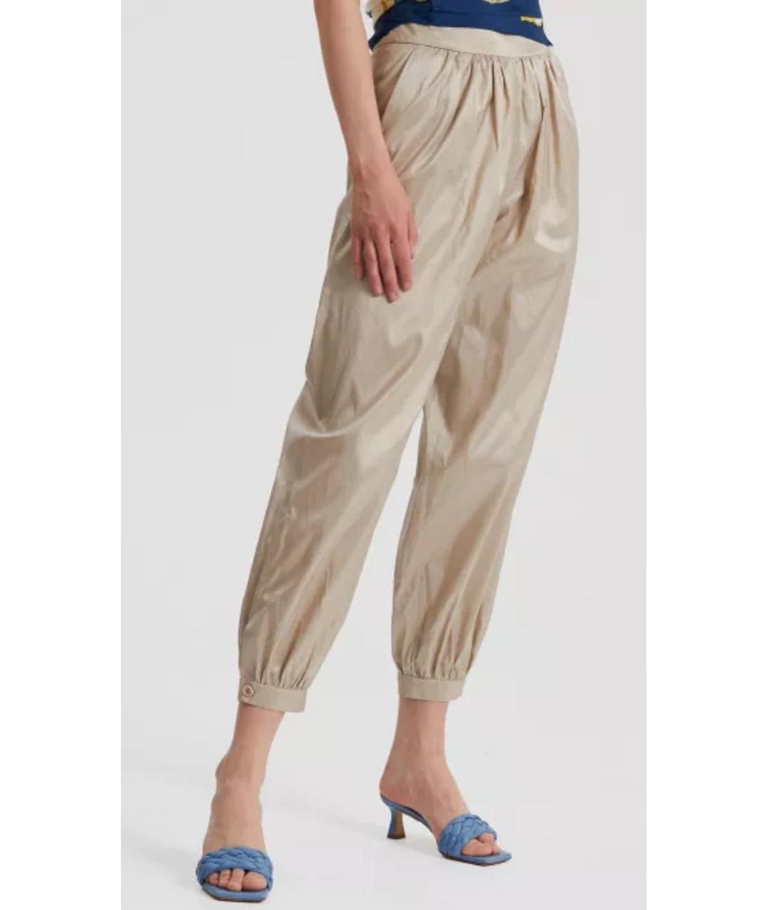 MAX MARA Бежевые шелковые брюки узкие, фото 4