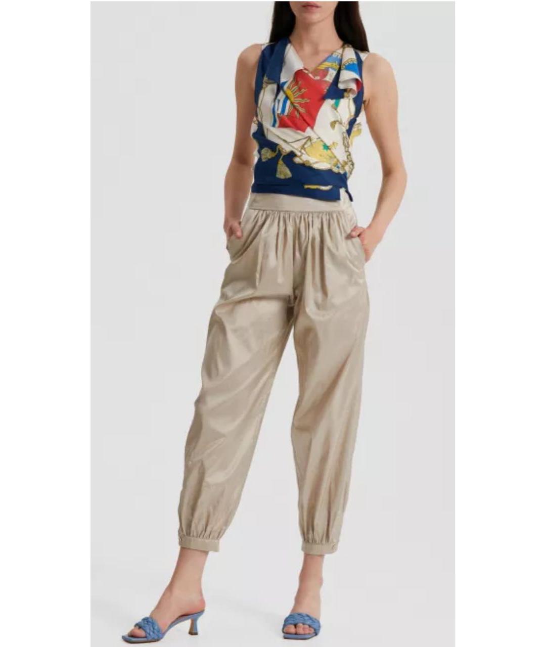MAX MARA Бежевые шелковые брюки узкие, фото 6