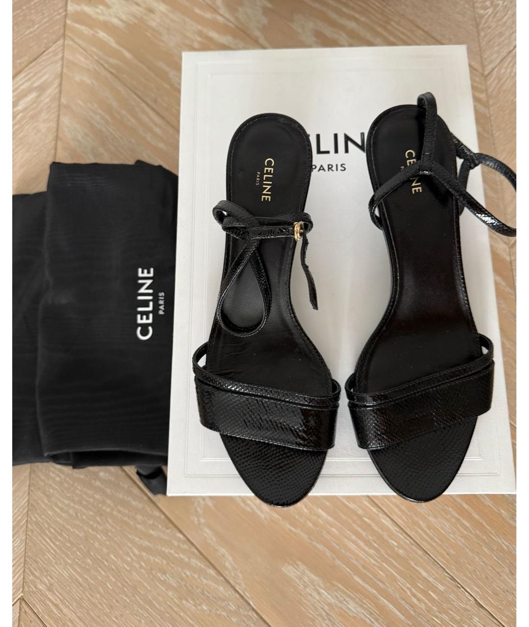 CELINE Черные кожаные босоножки, фото 2