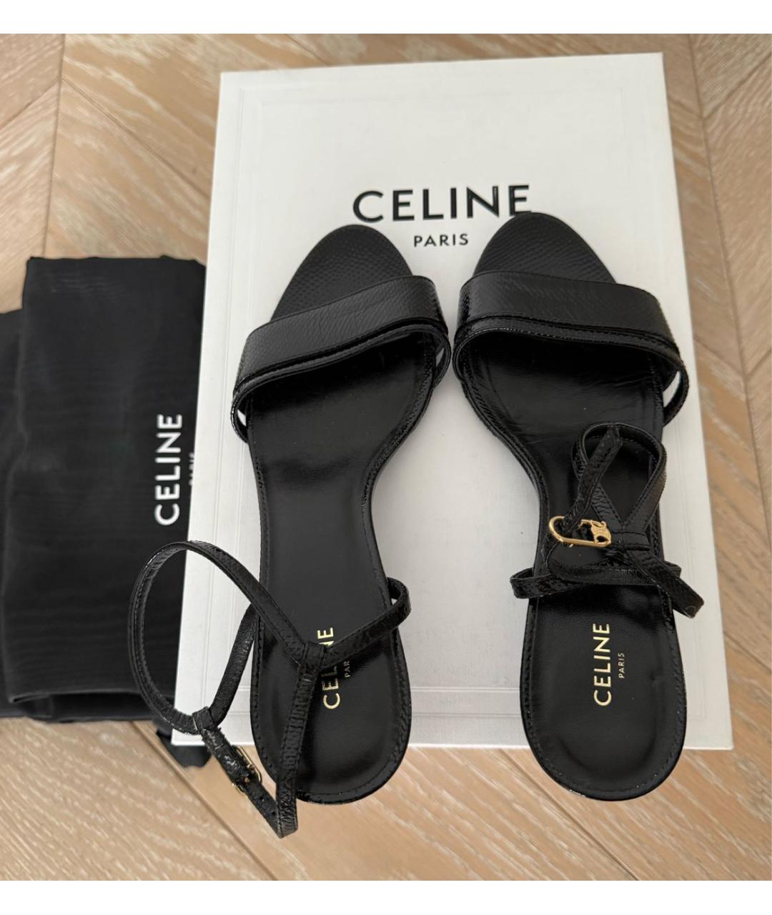 CELINE Черные кожаные босоножки, фото 3