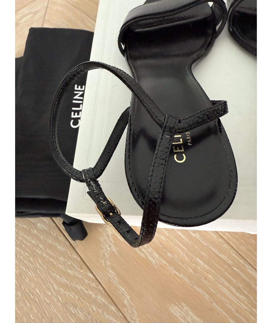 CELINE Черные кожаные босоножки, фото 7