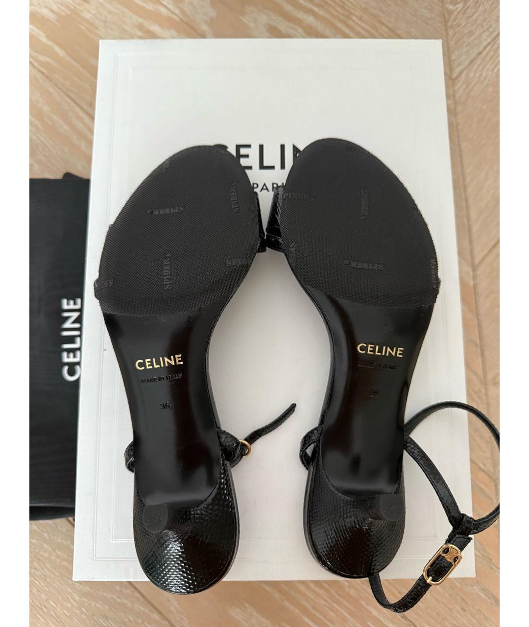 CELINE Черные кожаные босоножки, фото 5