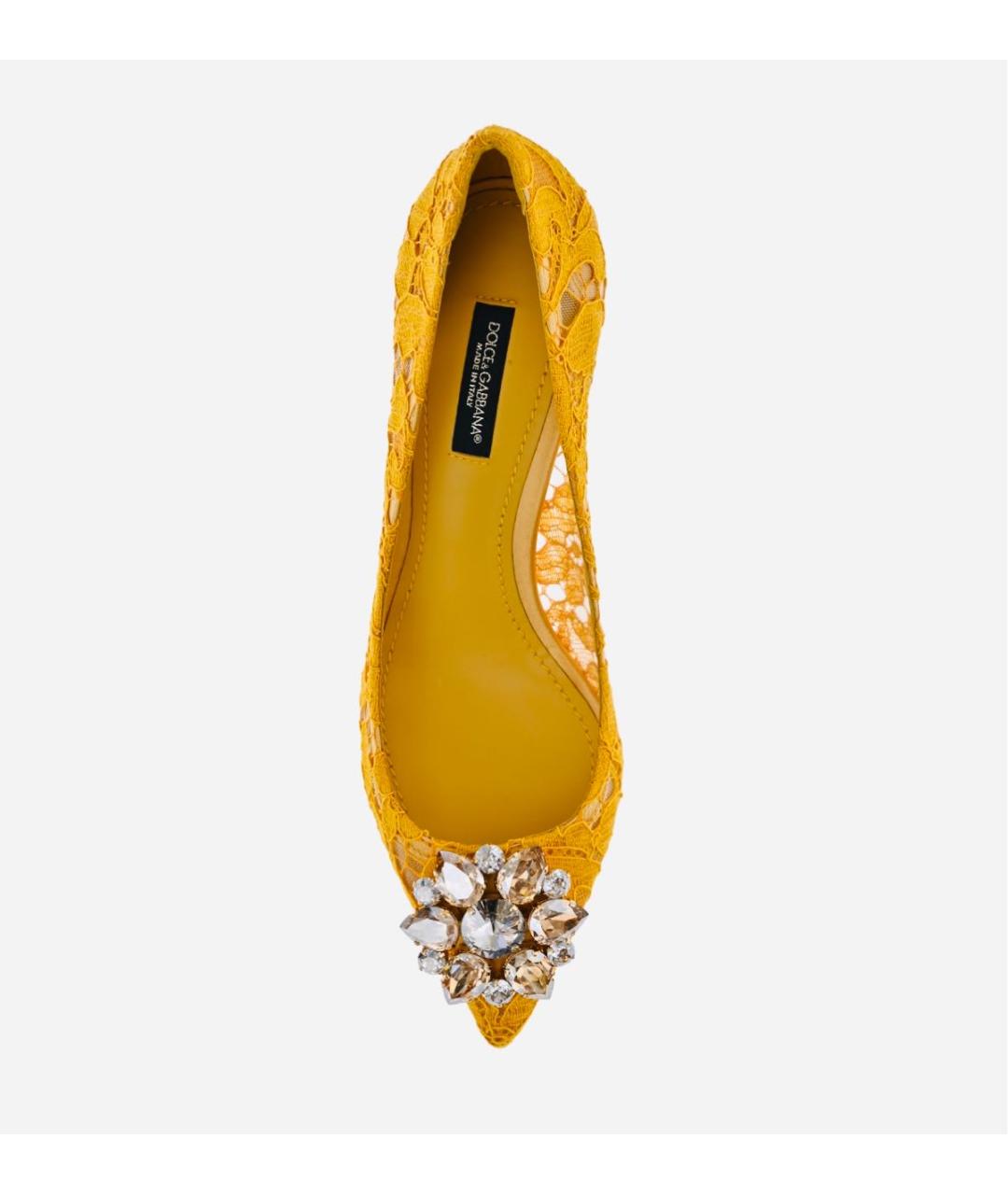 DOLCE&GABBANA Горчичные текстильные лодочки на низком каблуке, фото 2