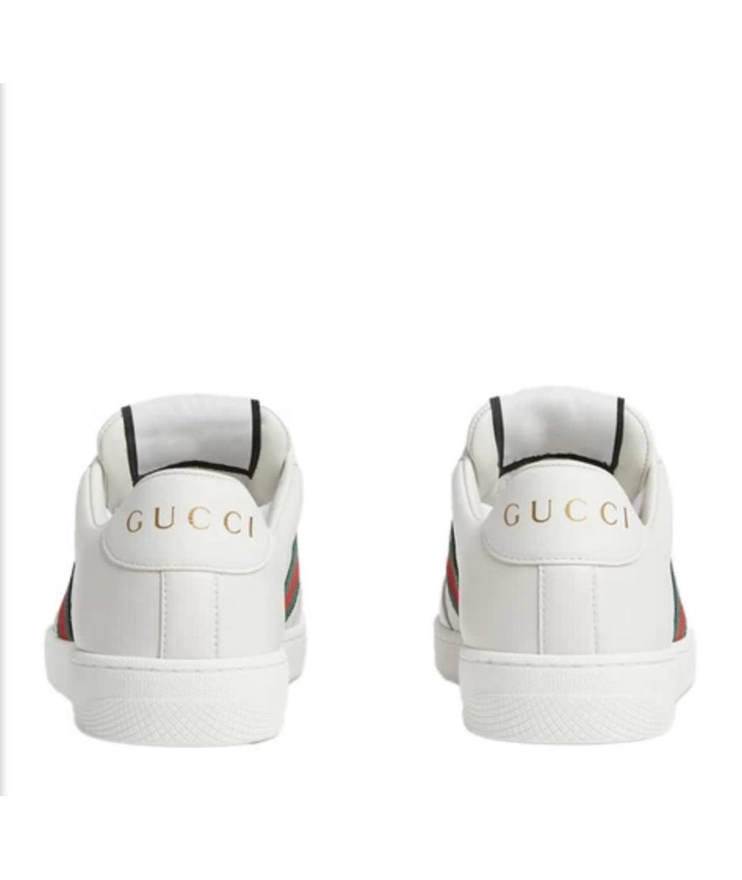 GUCCI Белые кожаные кеды, фото 4