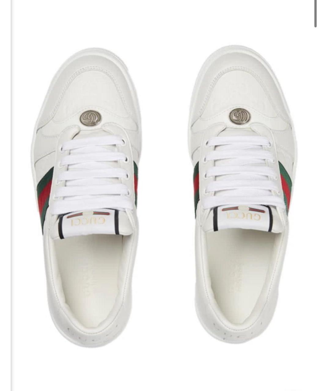 GUCCI Белые кожаные кеды, фото 3