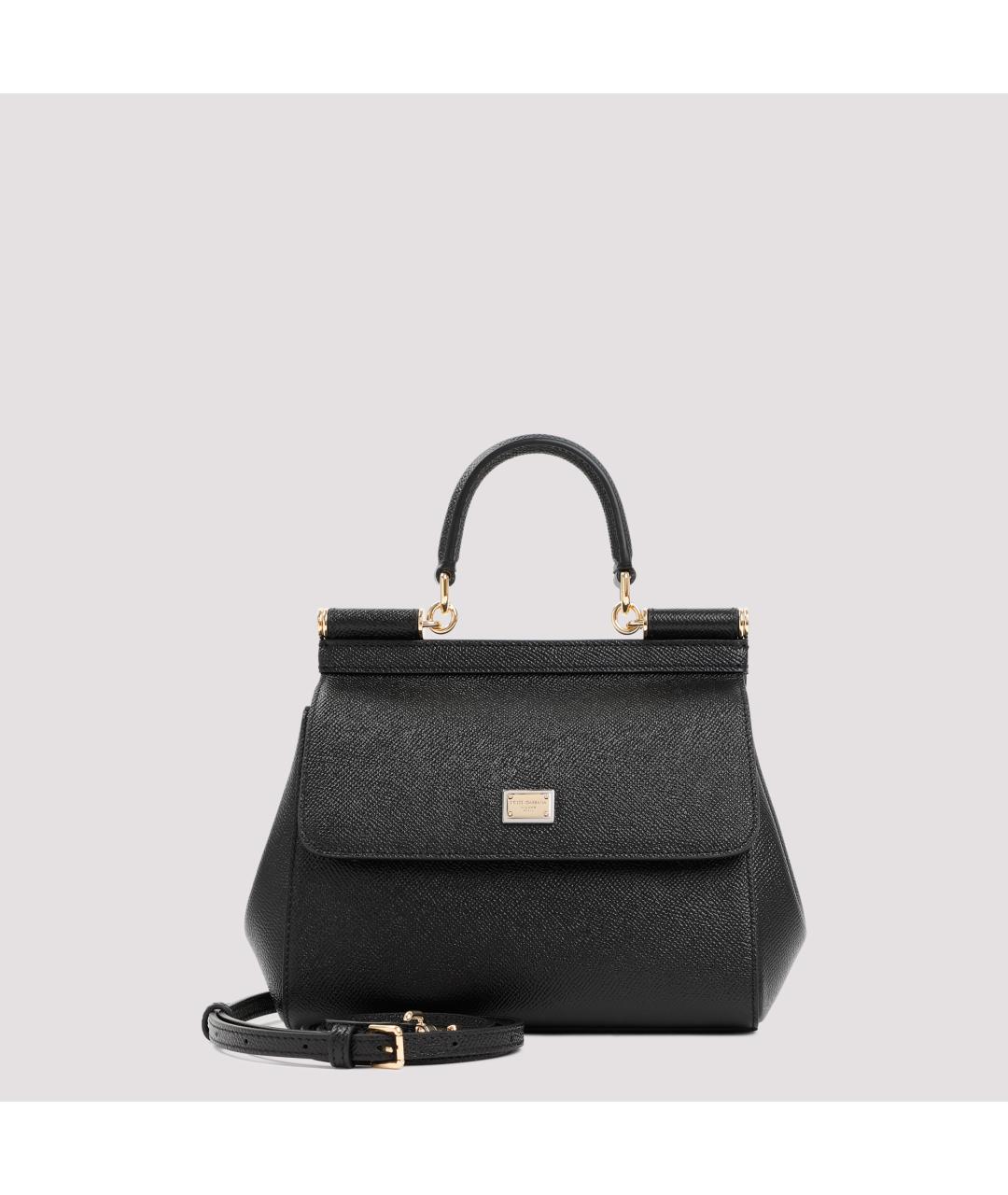 DOLCE&GABBANA Черная кожаная сумка с короткими ручками, фото 2