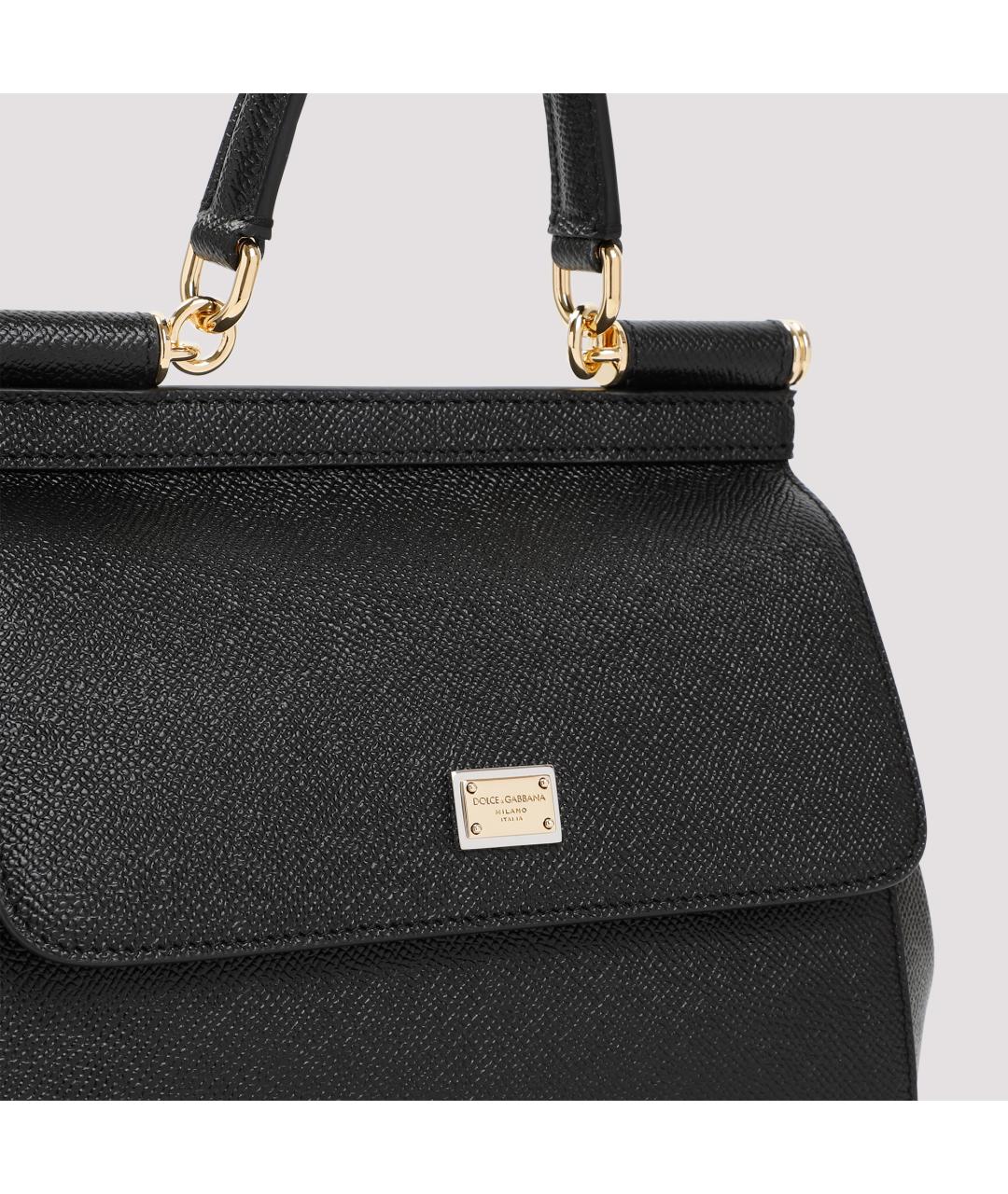 DOLCE&GABBANA Черная кожаная сумка с короткими ручками, фото 5