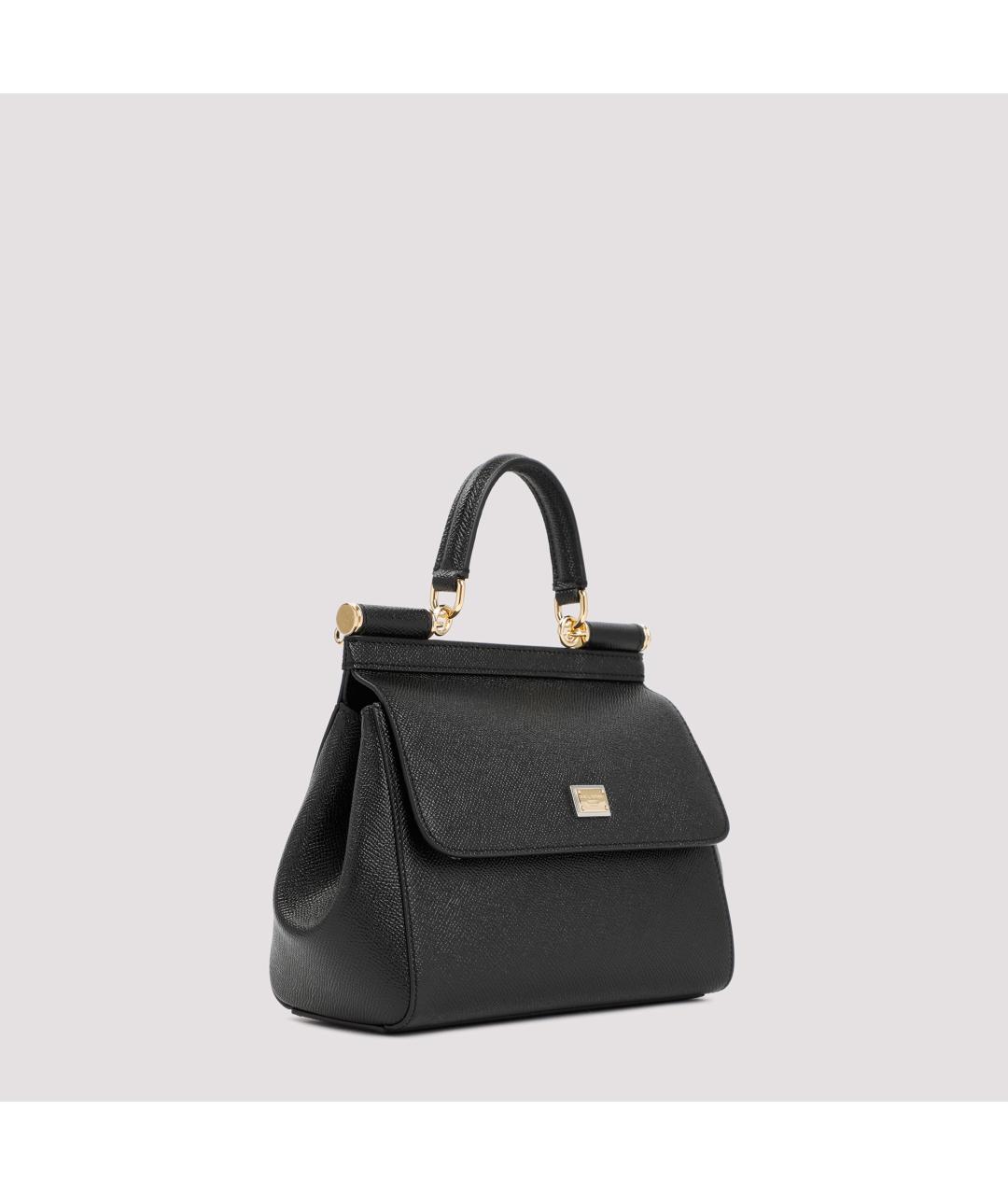 DOLCE&GABBANA Черная кожаная сумка с короткими ручками, фото 4