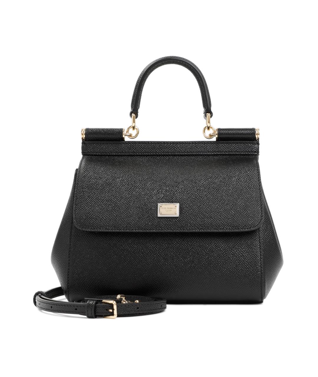 DOLCE&GABBANA Черная кожаная сумка с короткими ручками, фото 1