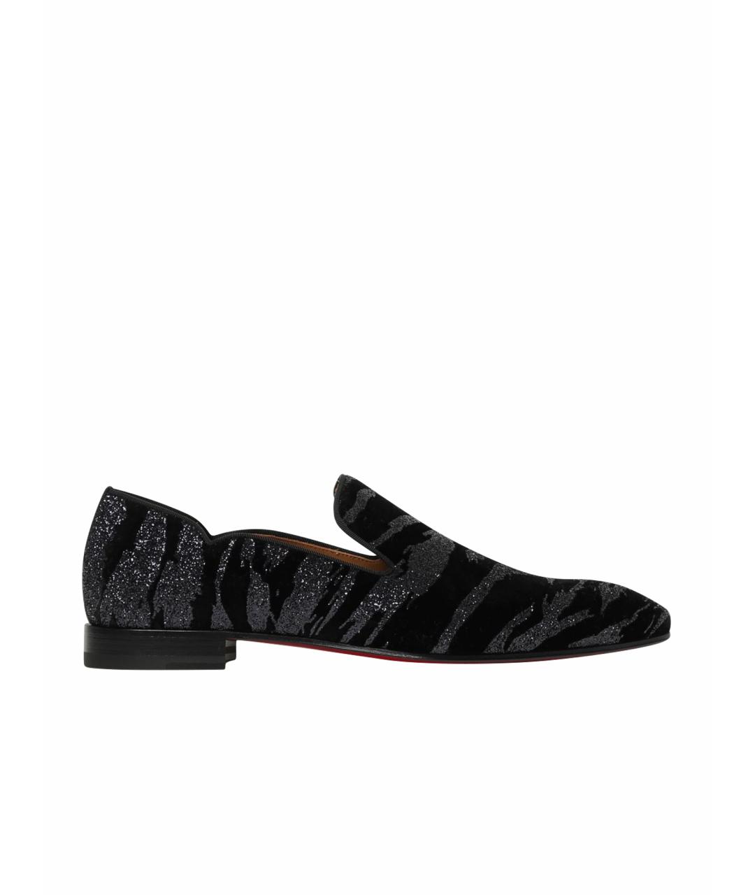 CHRISTIAN LOUBOUTIN Черные бархатные лоферы, фото 1