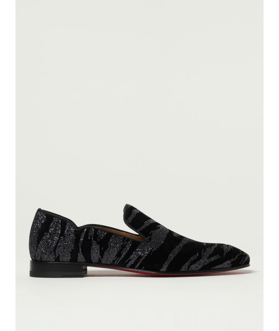 CHRISTIAN LOUBOUTIN Черные бархатные лоферы, фото 5