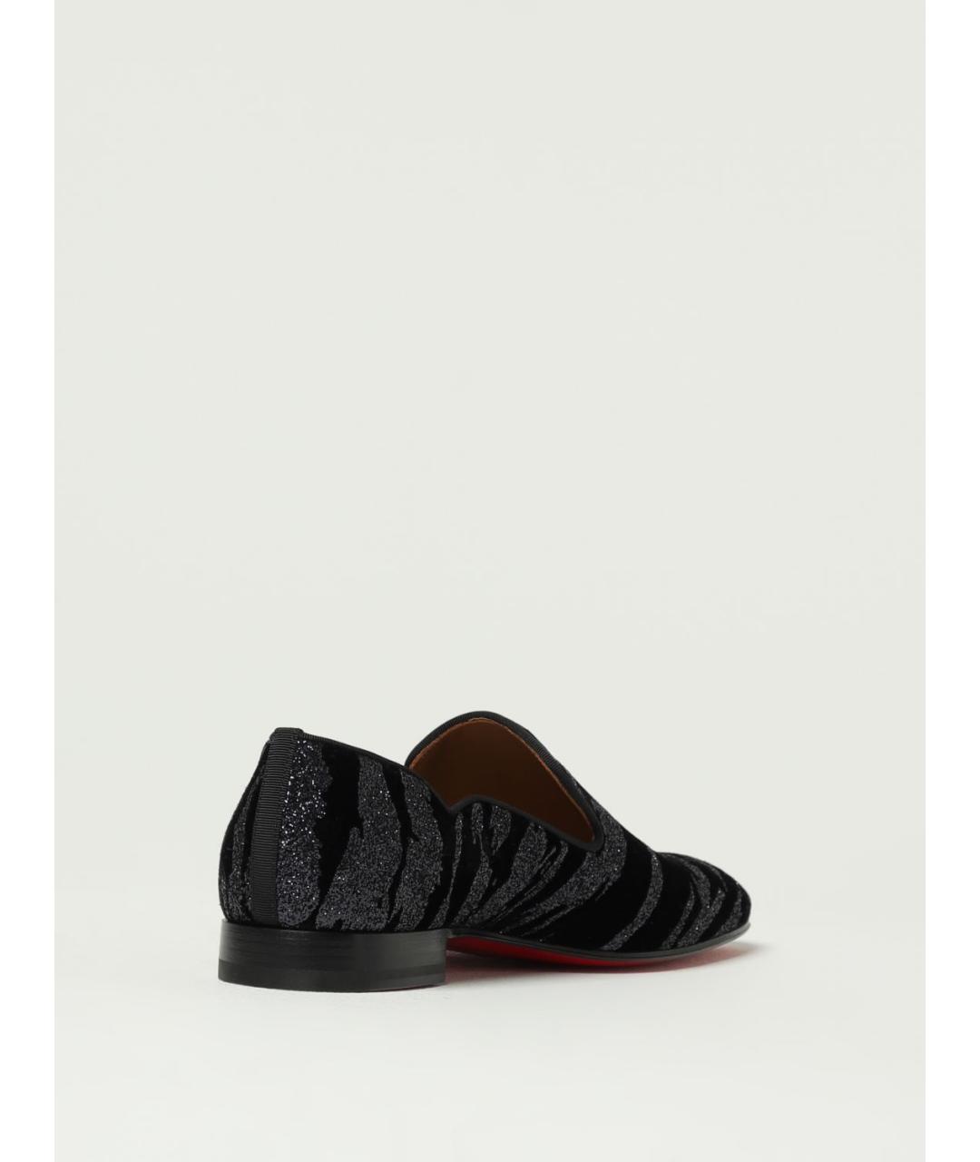 CHRISTIAN LOUBOUTIN Черные бархатные лоферы, фото 3