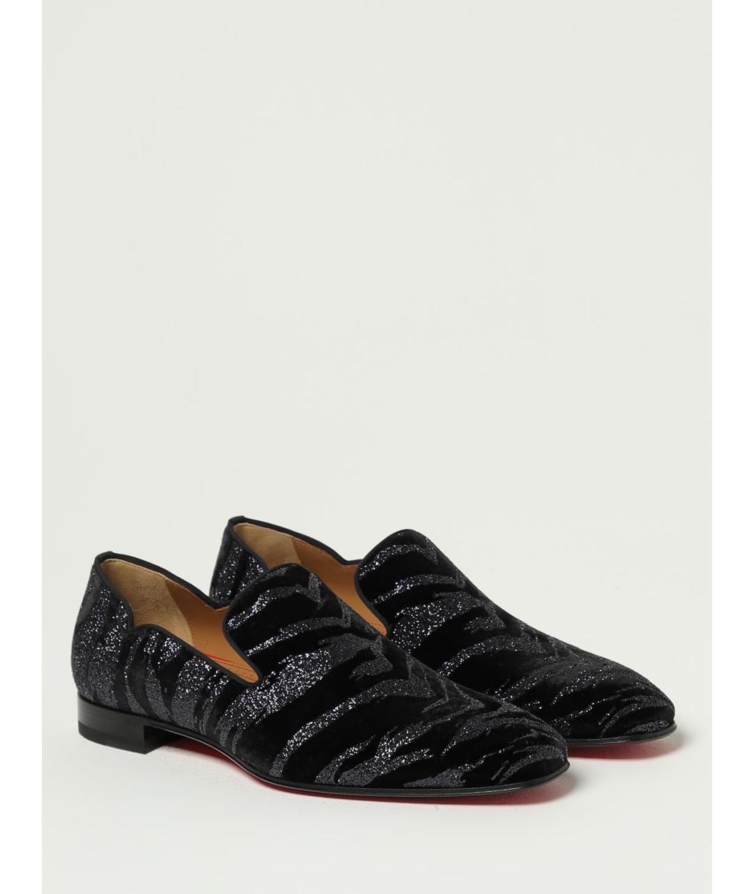 CHRISTIAN LOUBOUTIN Черные бархатные лоферы, фото 2