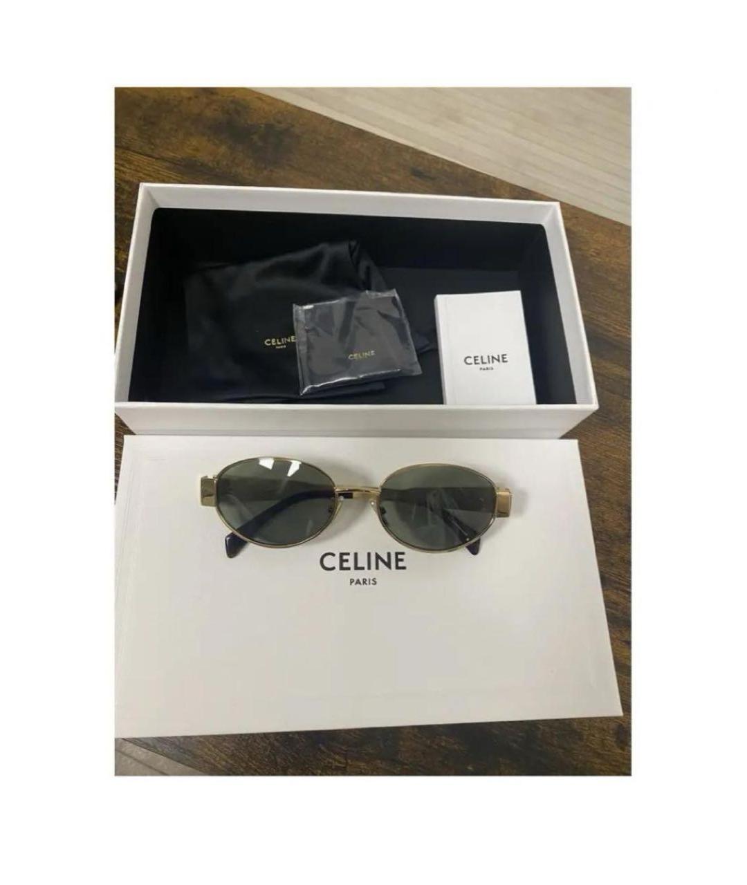 CELINE Золотые металлические солнцезащитные очки, фото 2