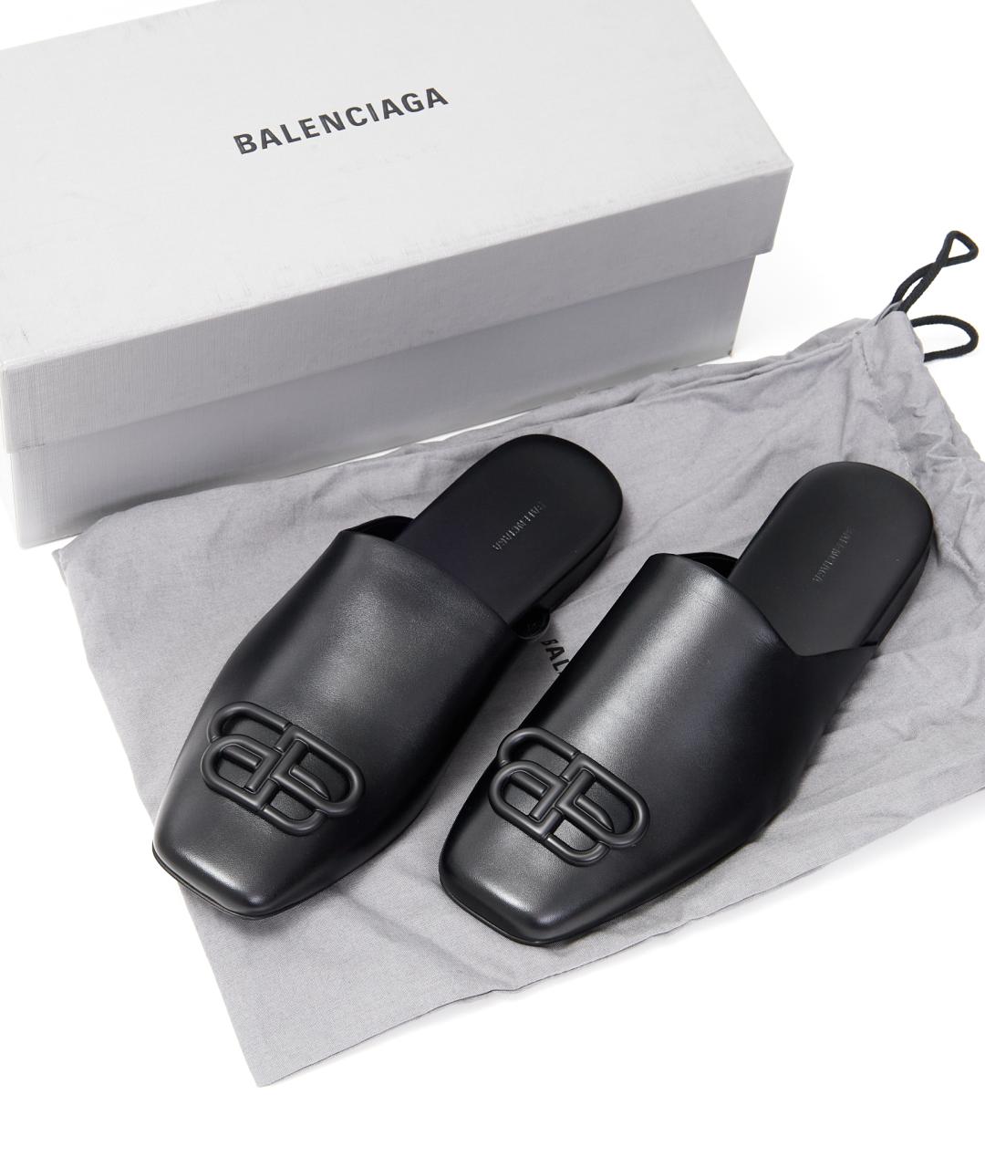 BALENCIAGA Черные кожаные мюли, фото 6