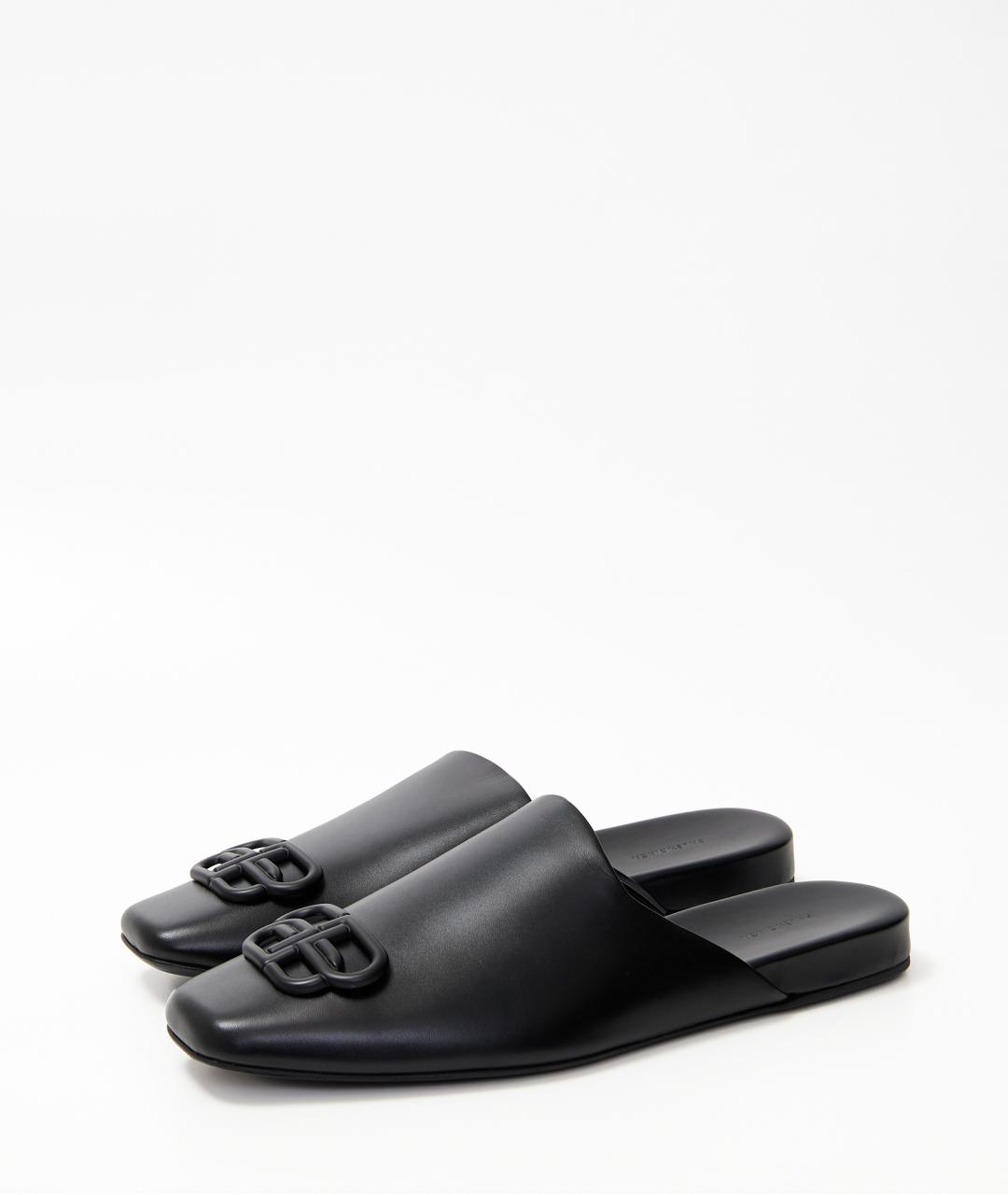 BALENCIAGA Черные кожаные мюли, фото 2