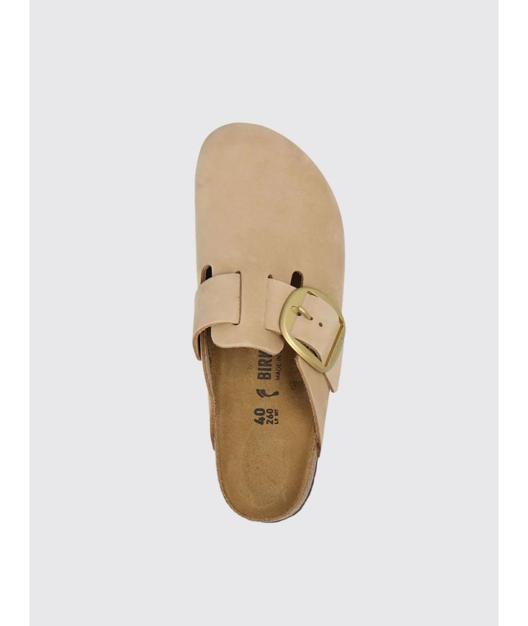 BIRKENSTOCK Бежевые кожаные сабо, фото 4