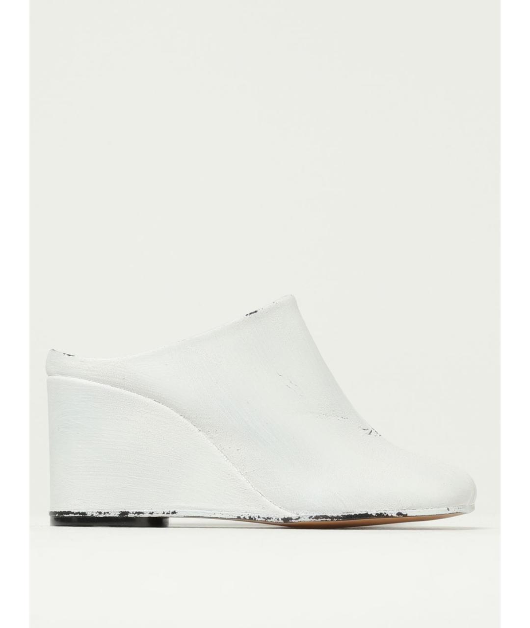 MM6 MAISON MARGIELA Белые кожаные сабо, фото 5