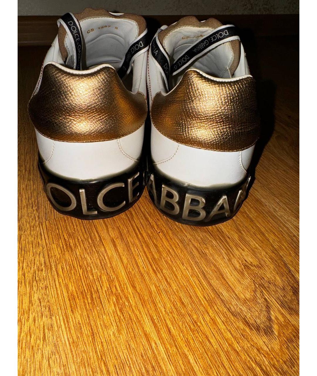 DOLCE&GABBANA Белые кожаные низкие кроссовки / кеды, фото 3