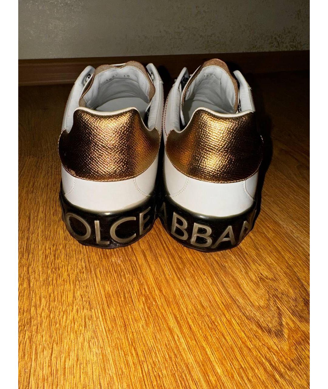 DOLCE&GABBANA Белые кожаные низкие кроссовки / кеды, фото 4
