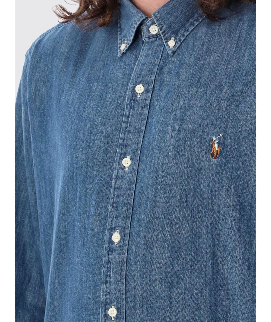 POLO RALPH LAUREN Синяя хлопковая кэжуал рубашка, фото 4