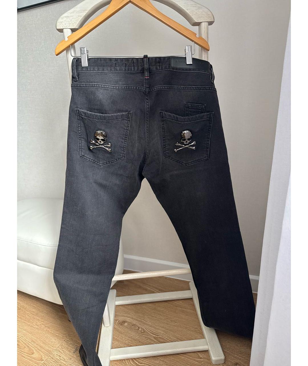 PHILIPP PLEIN Антрацитовые хлопковые джинсы скинни, фото 2