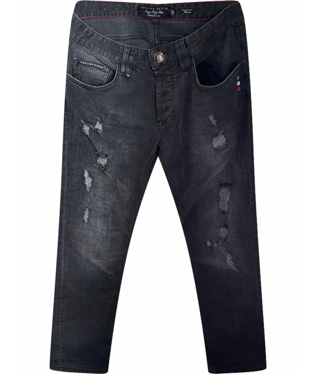 PHILIPP PLEIN Антрацитовые хлопковые джинсы скинни, фото 1