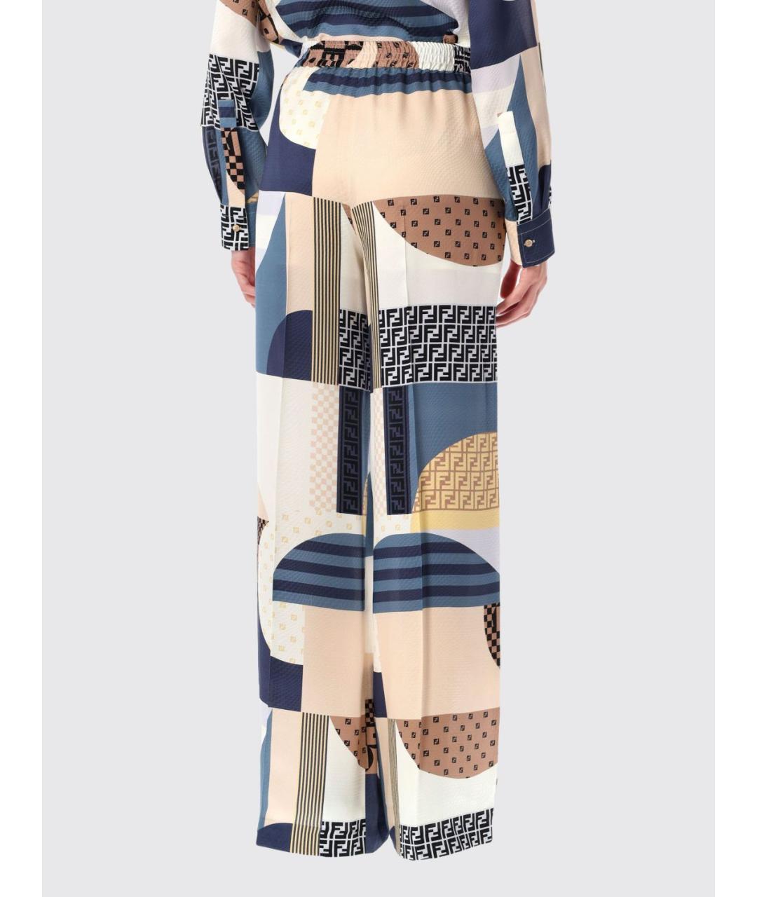 FENDI Мульти шелковые прямые брюки, фото 3