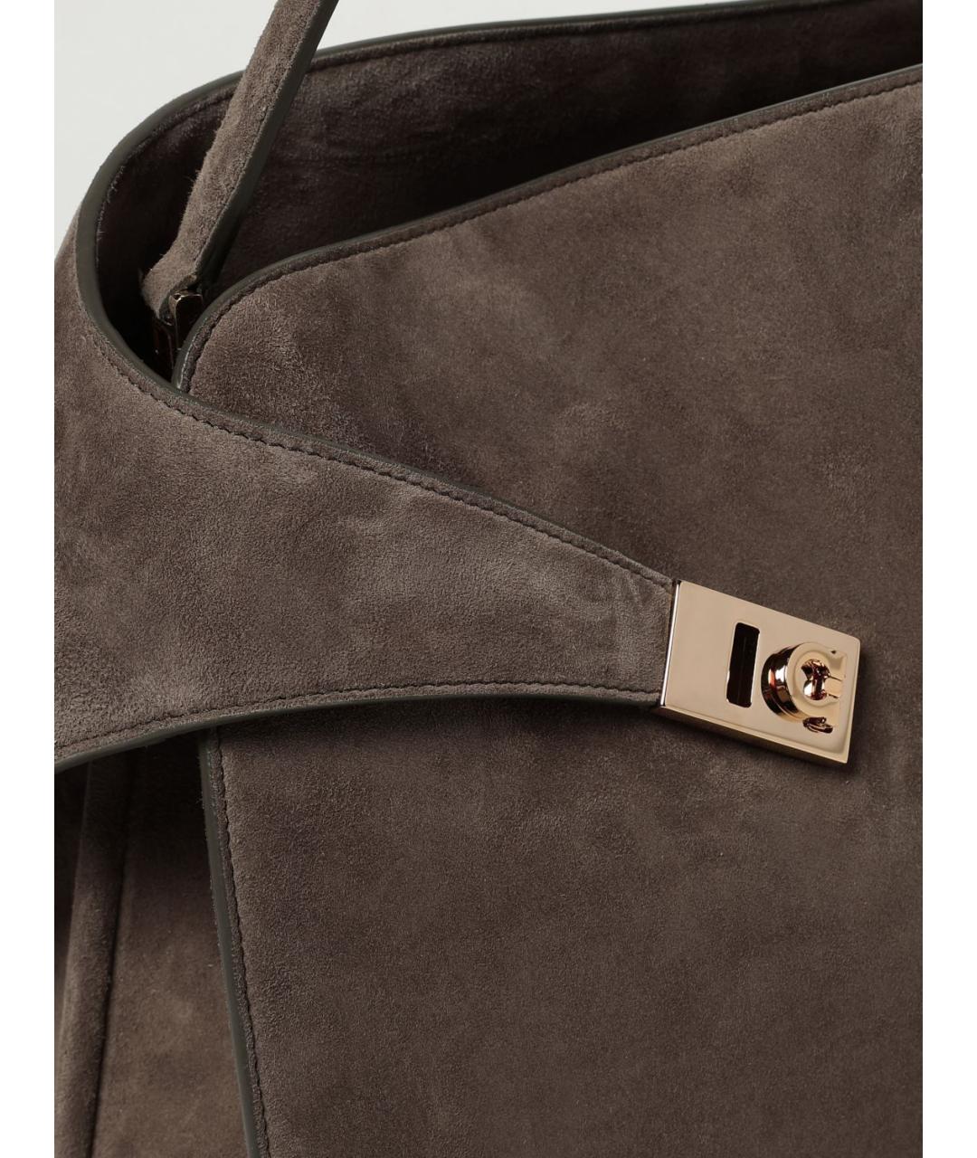 FERRAGAMO Коричневая замшевая сумка через плечо, фото 4
