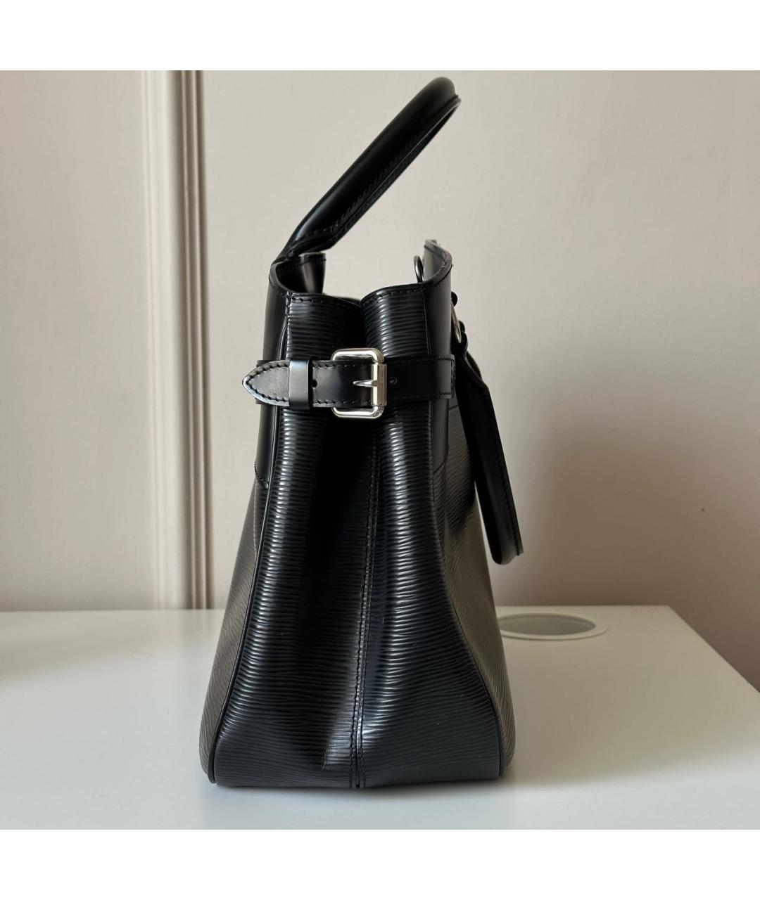 LOUIS VUITTON Черная кожаная сумка тоут, фото 3