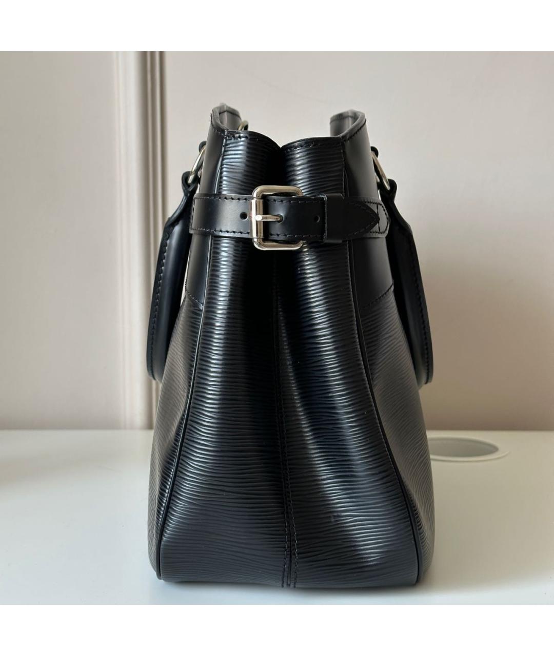 LOUIS VUITTON Черная кожаная сумка тоут, фото 4