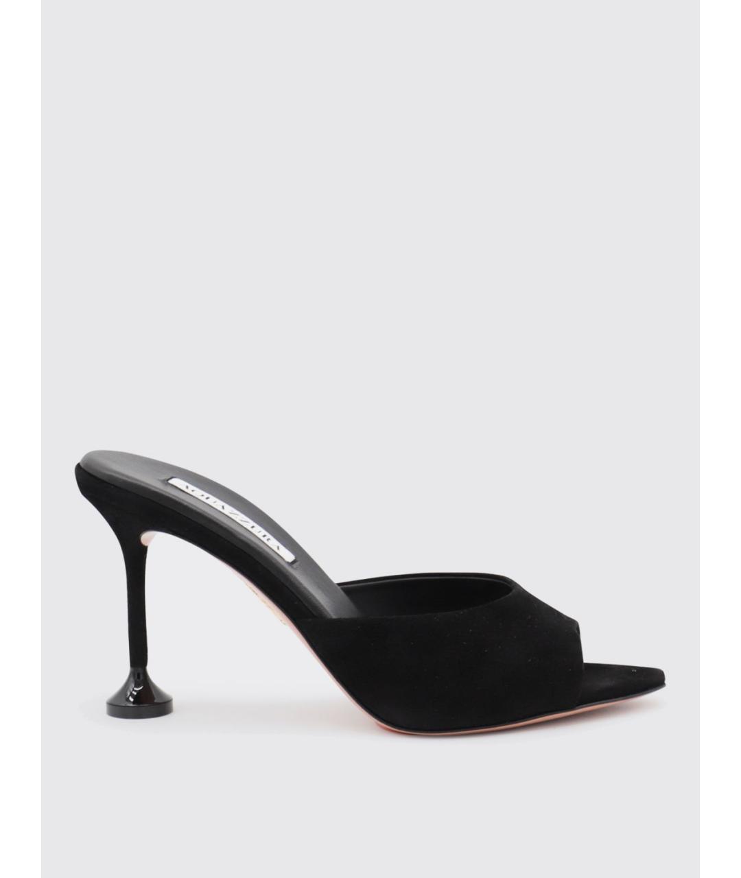AQUAZZURA Черные замшевые мюли, фото 5