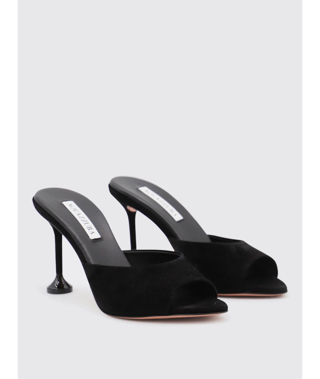 AQUAZZURA Черные замшевые мюли, фото 2
