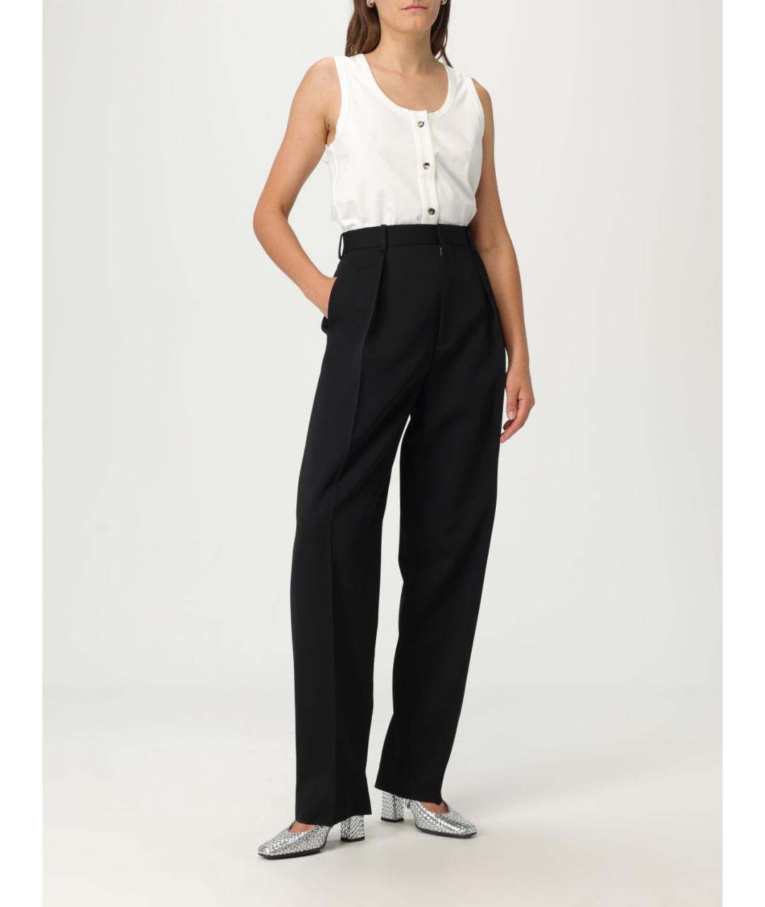 BOTTEGA VENETA Черные шерстяные прямые брюки, фото 3
