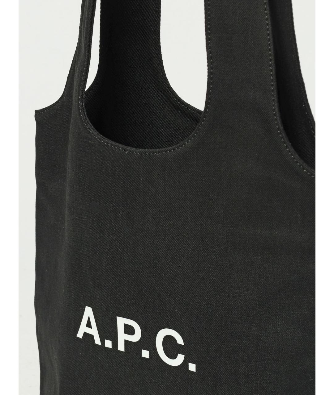 A.P.C. Черная деним сумка тоут, фото 3