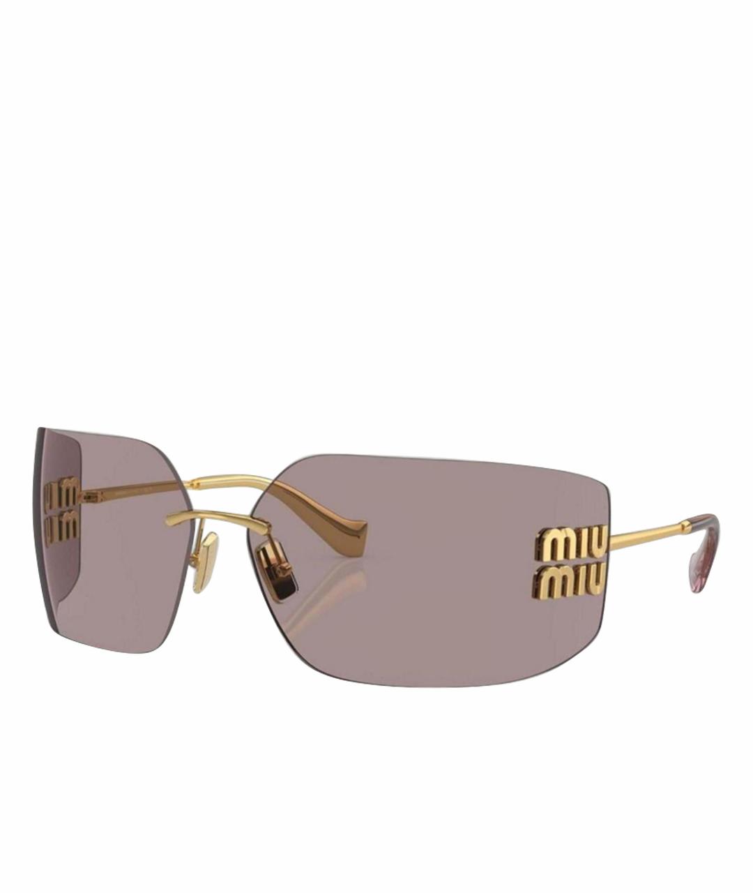 MIU MIU Коричневые металлические солнцезащитные очки, фото 1