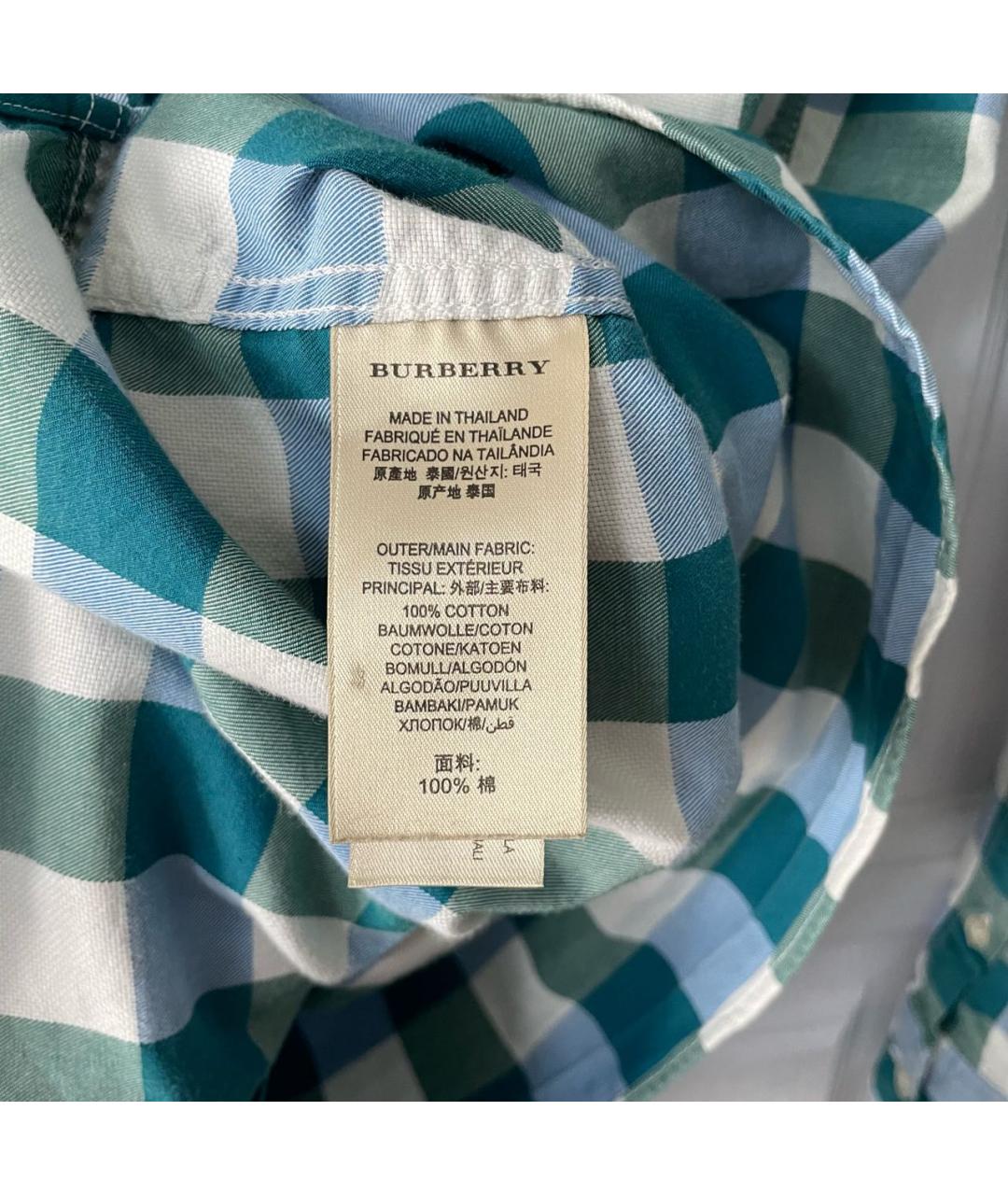 BURBERRY Бирюзовая хлопковая кэжуал рубашка, фото 4