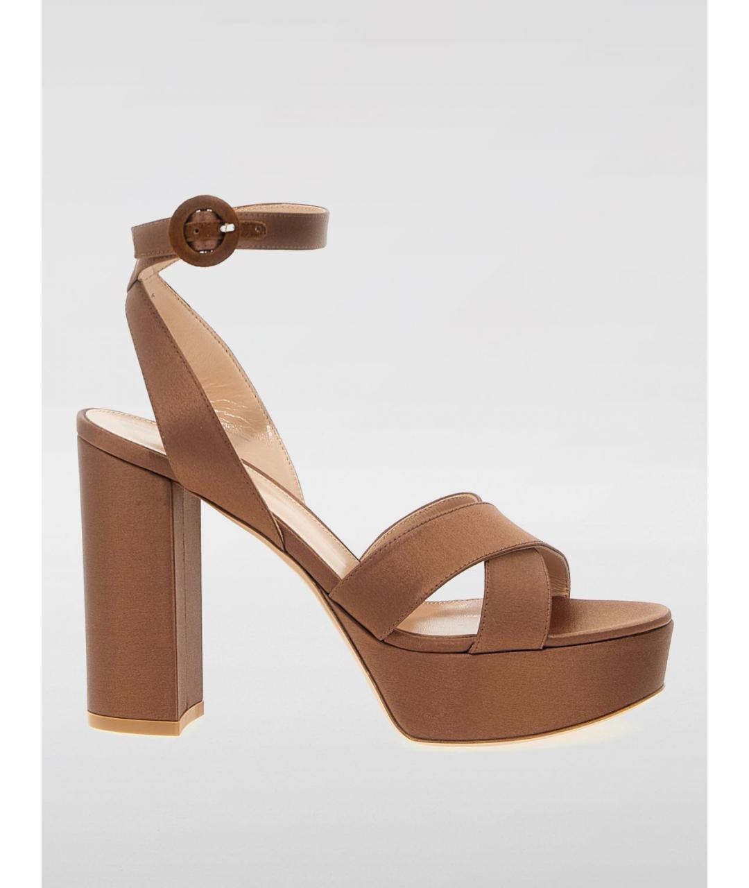 GIANVITO ROSSI Коричневые текстильные босоножки, фото 5
