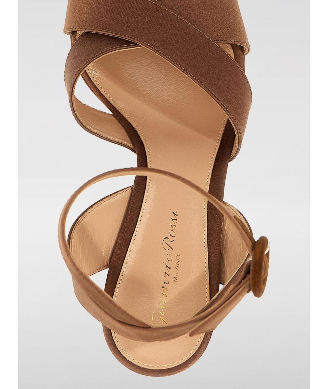 GIANVITO ROSSI Коричневые текстильные босоножки, фото 4