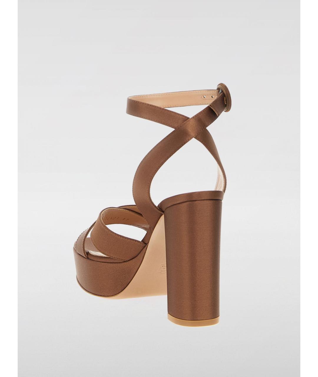 GIANVITO ROSSI Коричневые текстильные босоножки, фото 3