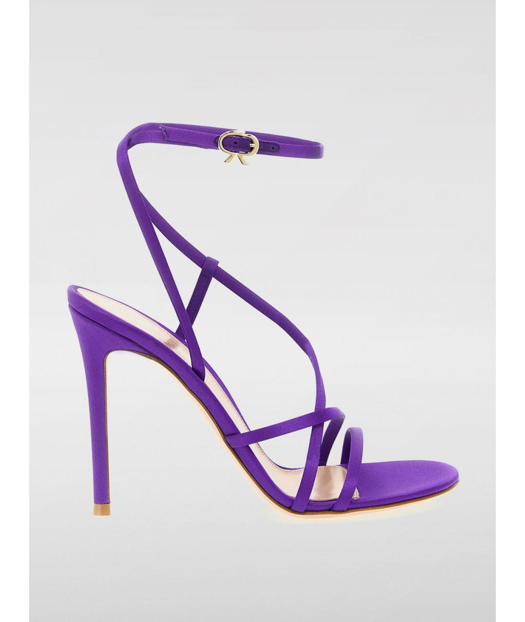 GIANVITO ROSSI Фиолетовые текстильные босоножки, фото 5