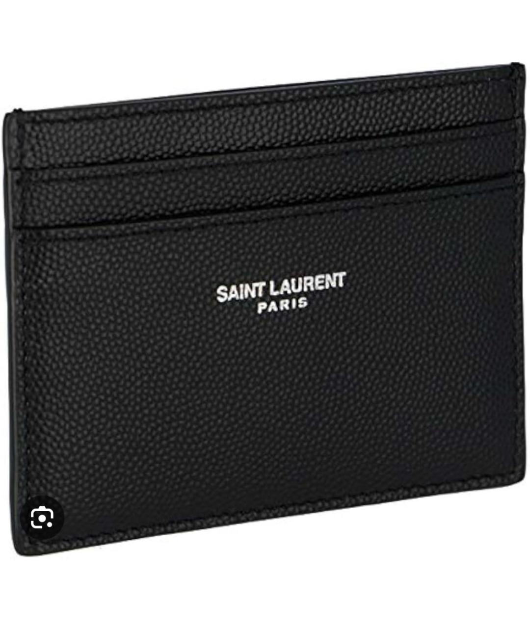 SAINT LAURENT Черный кожаный кардхолдер, фото 3