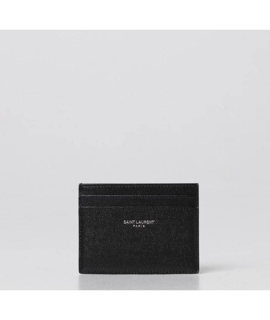 SAINT LAURENT Черный кожаный кардхолдер, фото 2