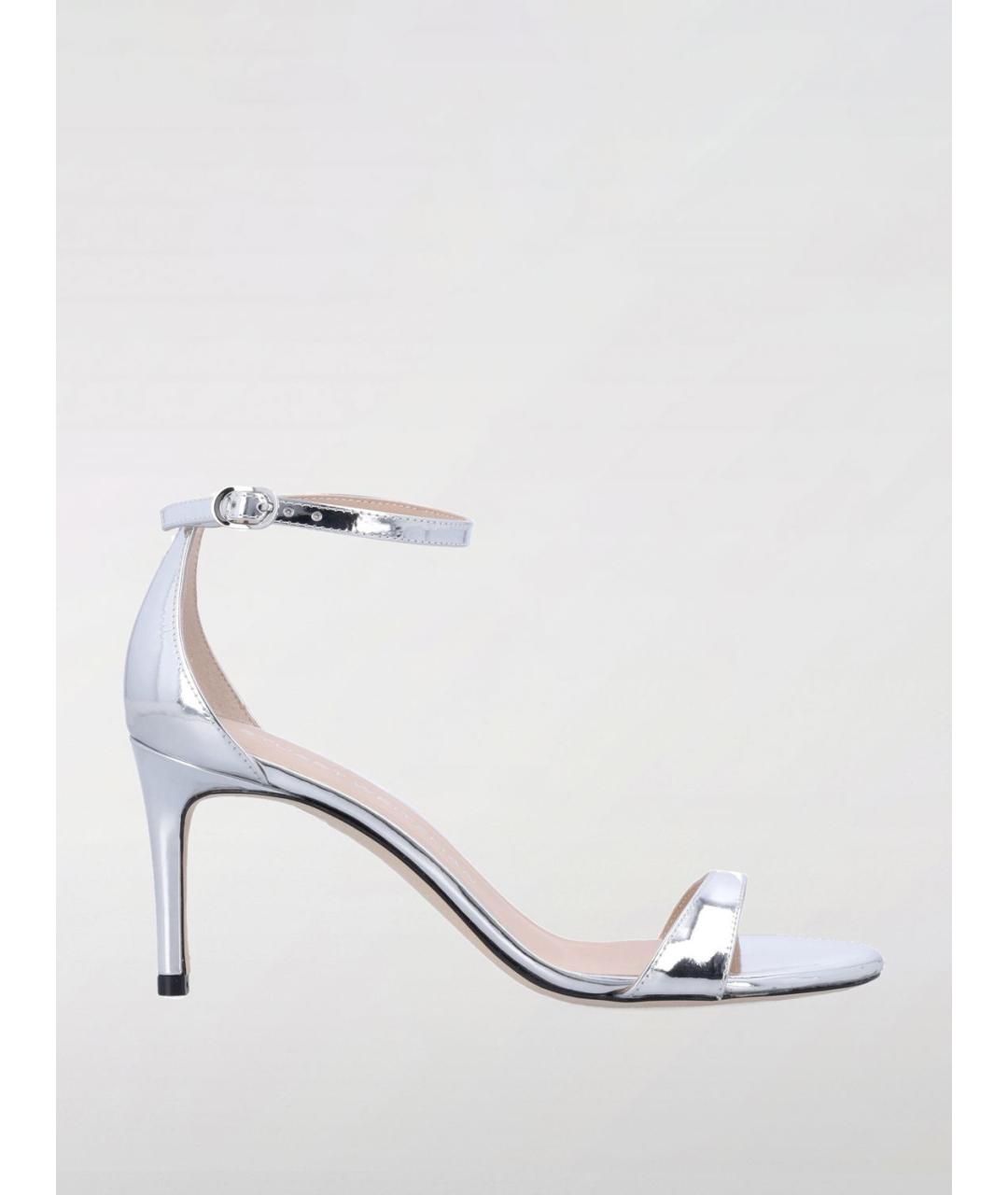 STUART WEITZMAN Серебряные кожаные босоножки, фото 5